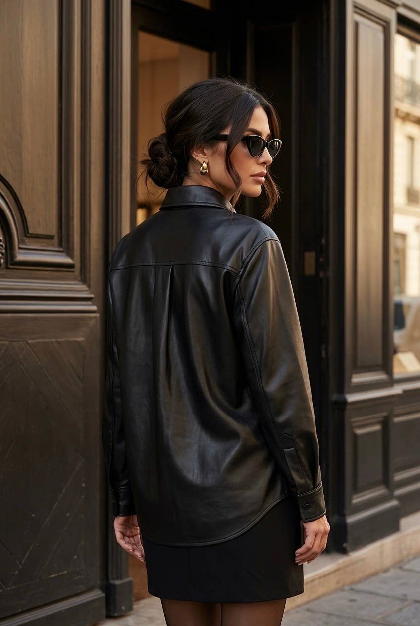 SOKY & SOKA FAUX LEATHER SHIRT Paita