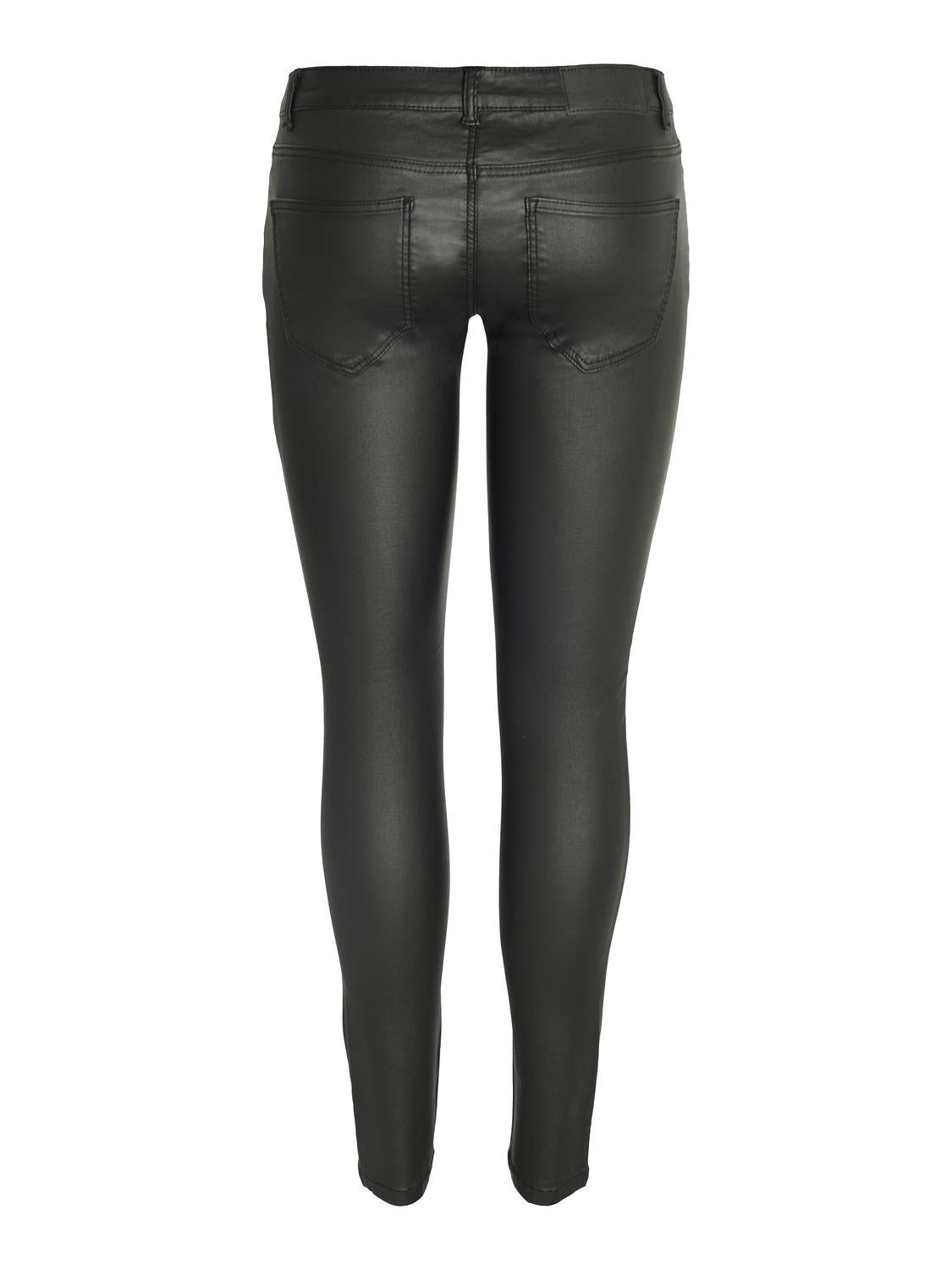 NMALLIE LW SKINNY COATED BLACK PANT Housut