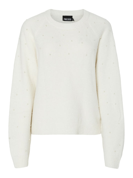 PCPAM LS O-NECK OVERSIZE PEARL KNIT BC Neule