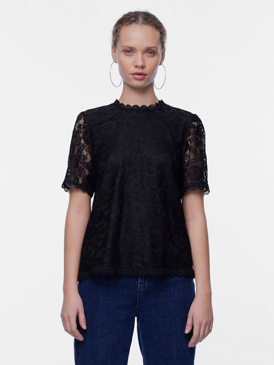 PCOLLINE SS LACE TOP NOOS Pusero
