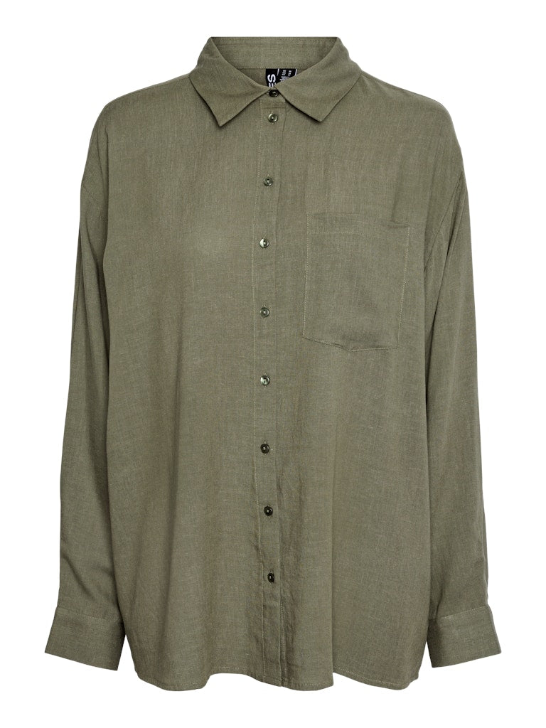 PCPIA LS LOOSE SHIRT WVN NOOS Paitapusero