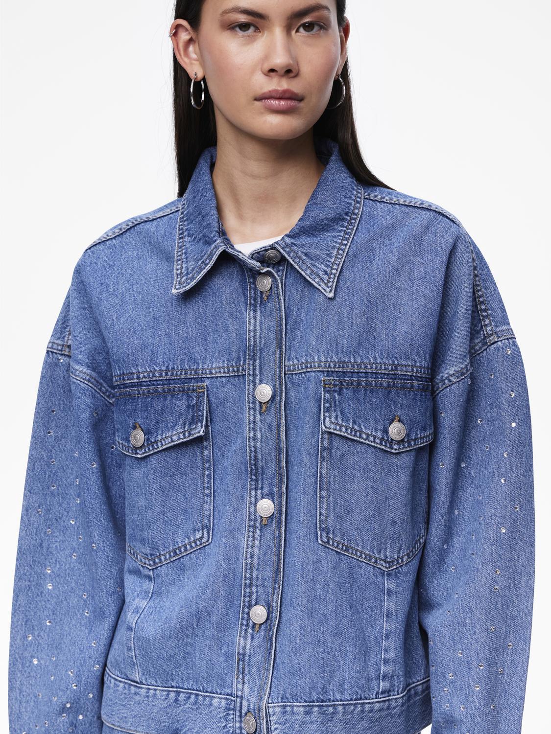 PCSKY RHINESTONE JACKET Farkkutakki