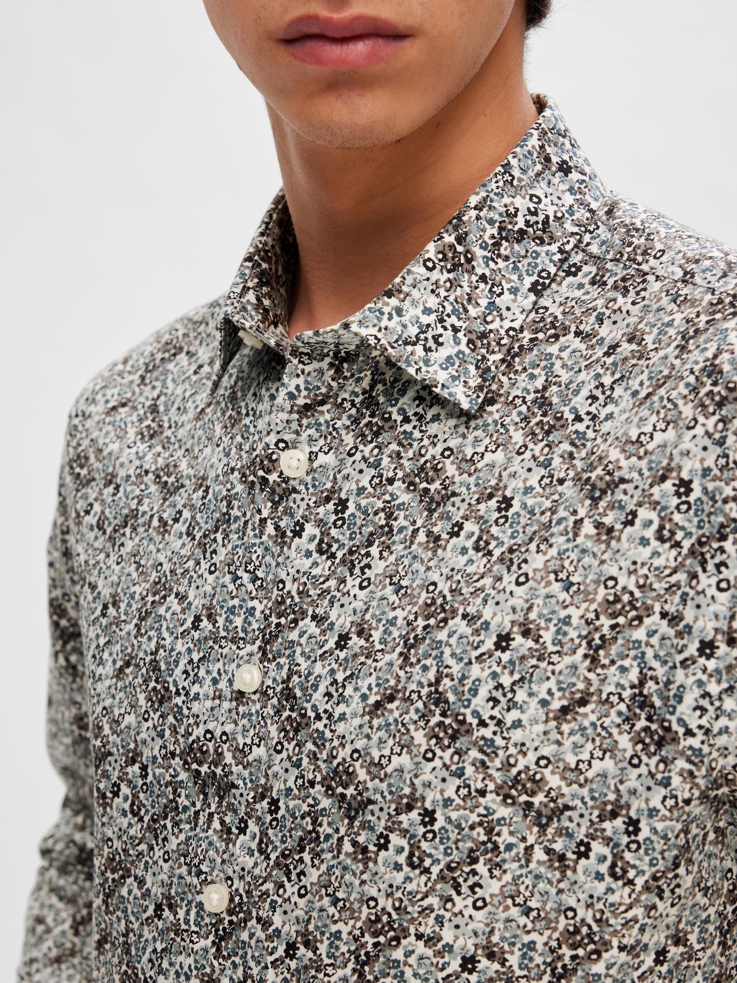 SLHSLIM-ETHAN-AOP SHIRT LS Kauluspaita