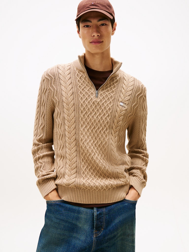 TJM SLIM BADGE CABLE QRTR ZIP Neule