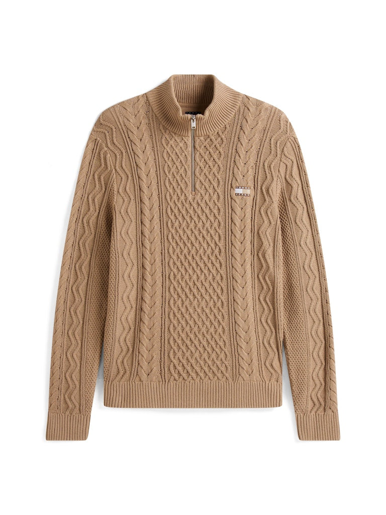 TJM SLIM BADGE CABLE QRTR ZIP Neule