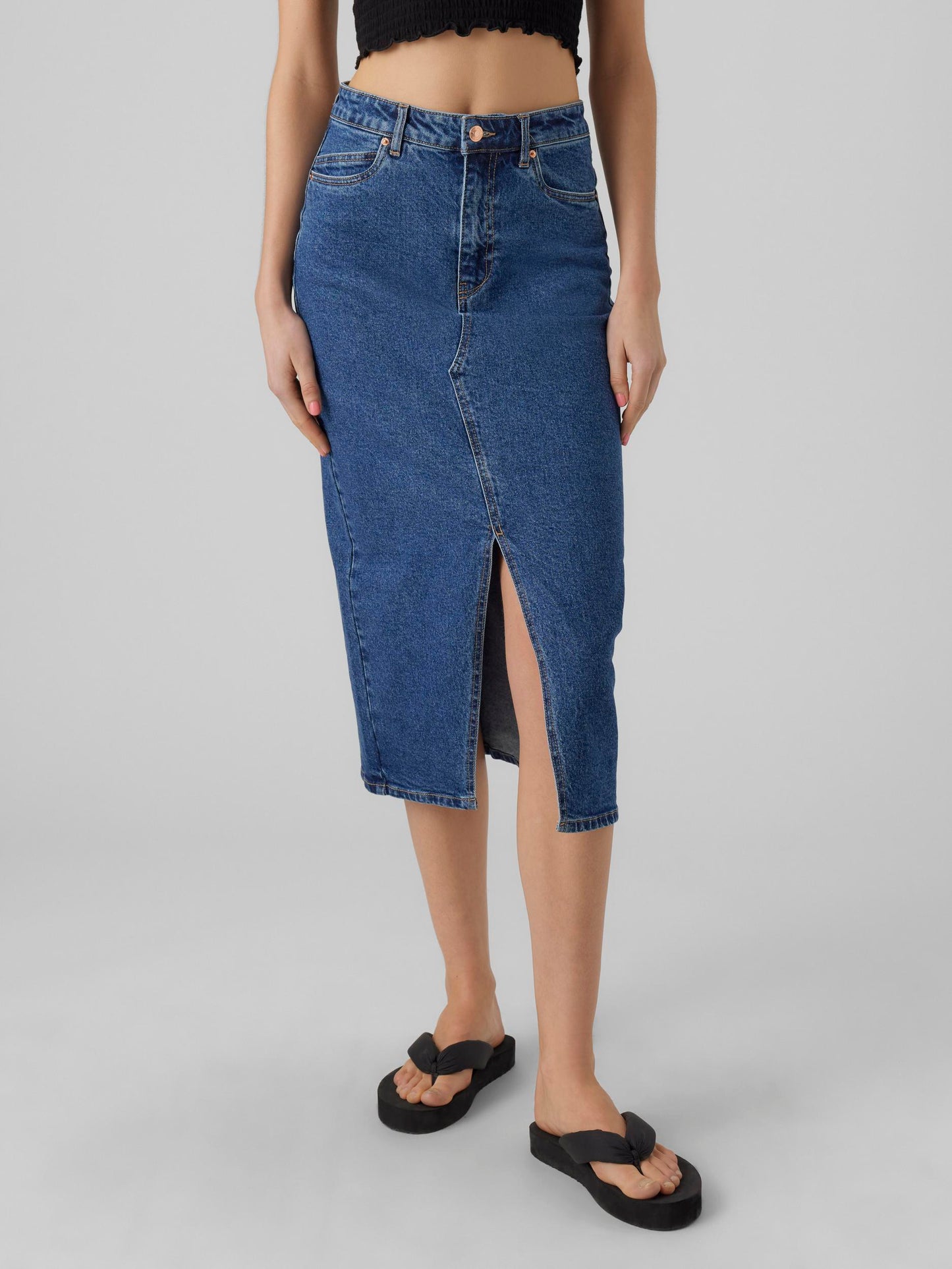 VMVERI HR CALF DENIM SKIRT GA MIX Hame