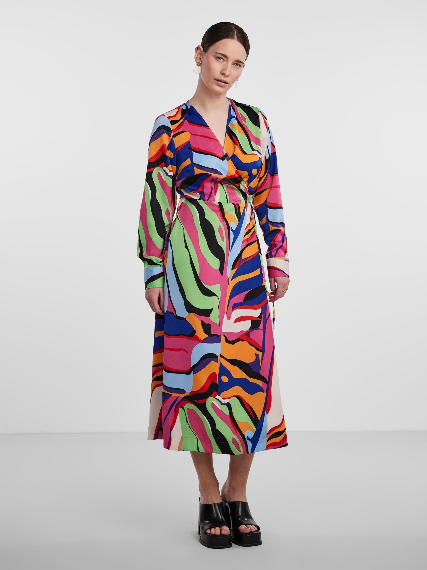 YASPELLA LS WRAP MIDI DRESS NOOS Mekko