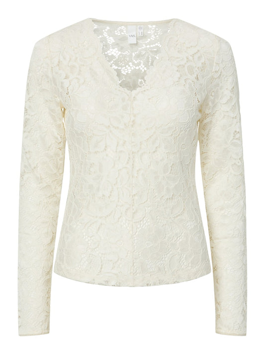 YASLACEY LS V-NECK LACE TOP S. NOOS Paita