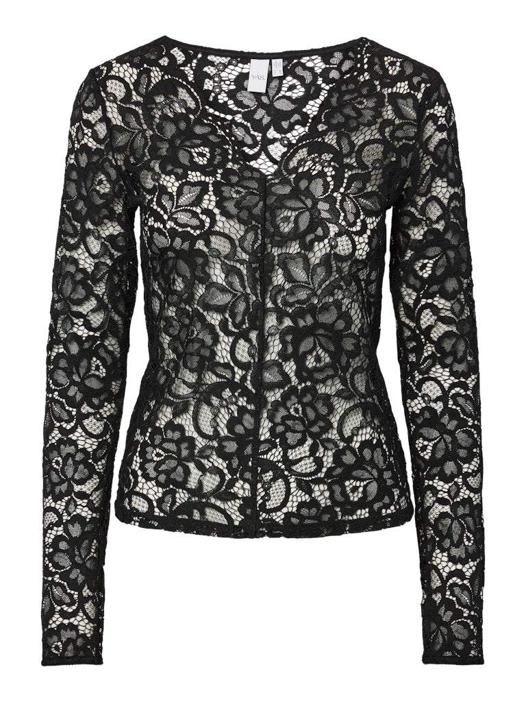 YASLACEY LS V-NECK LACE TOP S. NOOS Paita