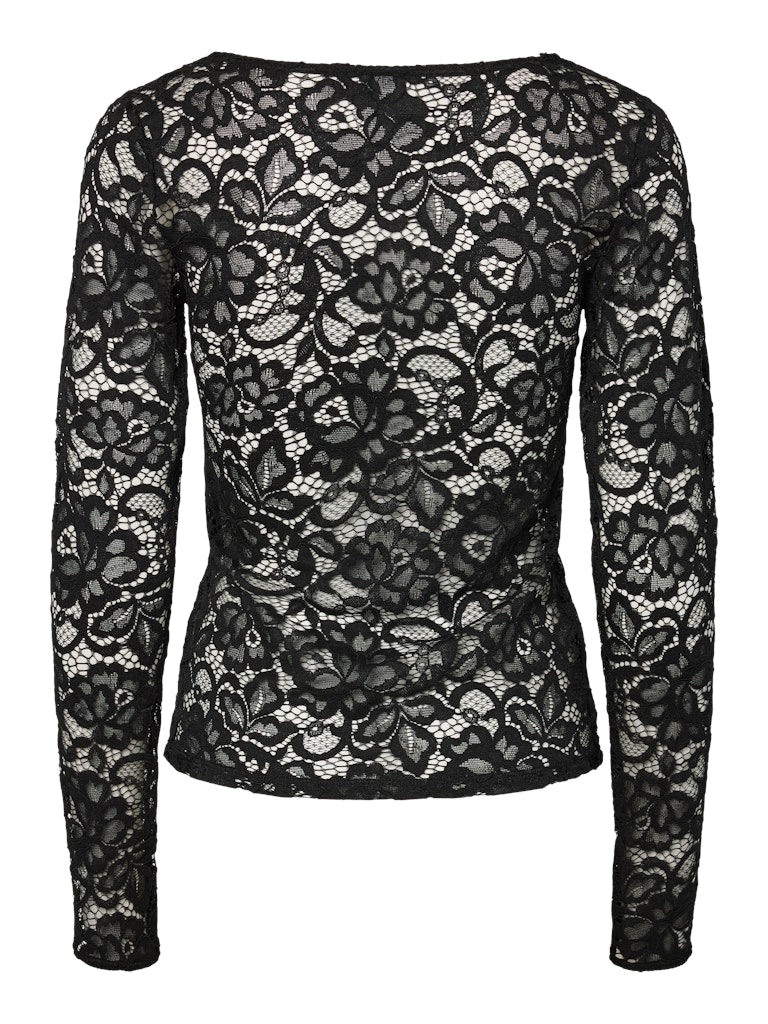 YASLACEY LS V-NECK LACE TOP S. NOOS Paita