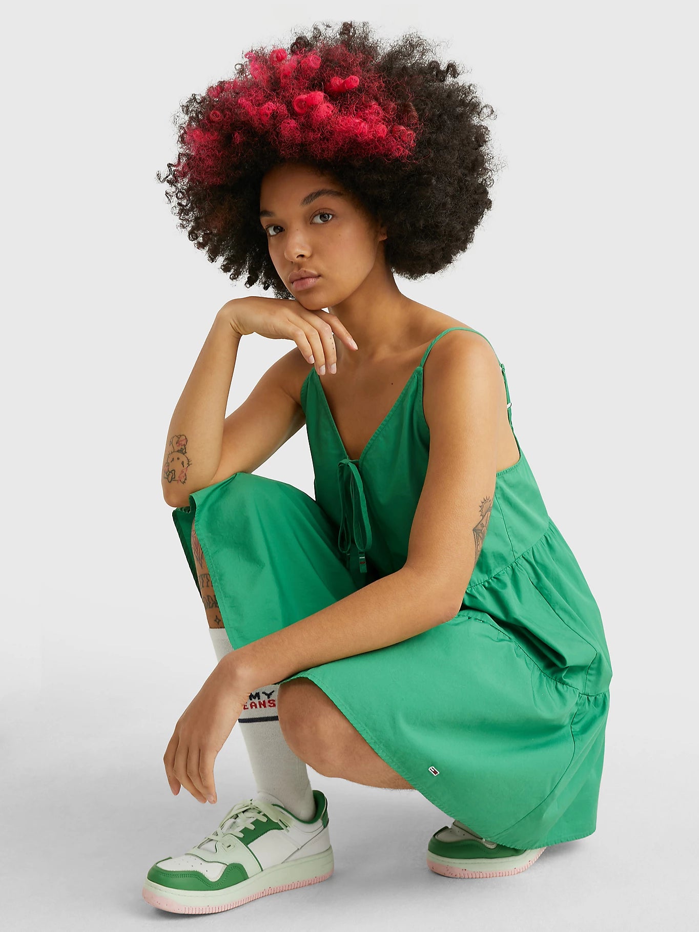 TJW POPLIN TIERED STRAPPY DRESS Mekko
