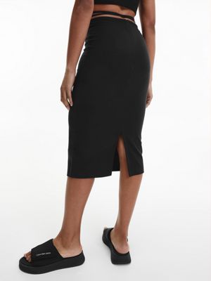 Calvin Klein tie waist jersey midi skirt Hame
