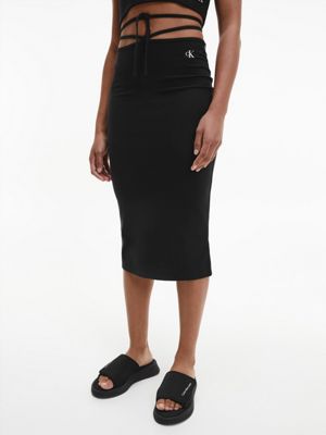Calvin Klein tie waist jersey midi skirt Hame