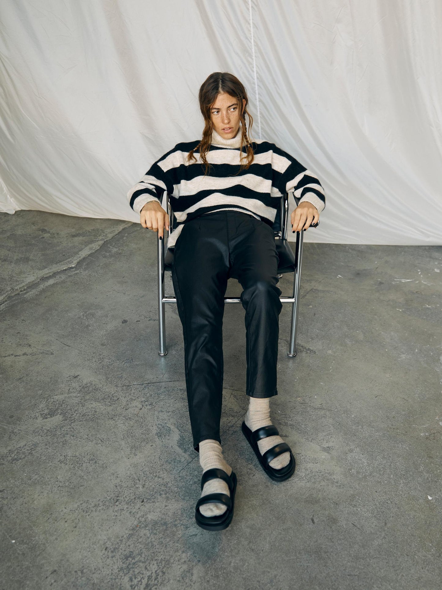 OBJBELLE LISA COATED PANT NOOS Housut