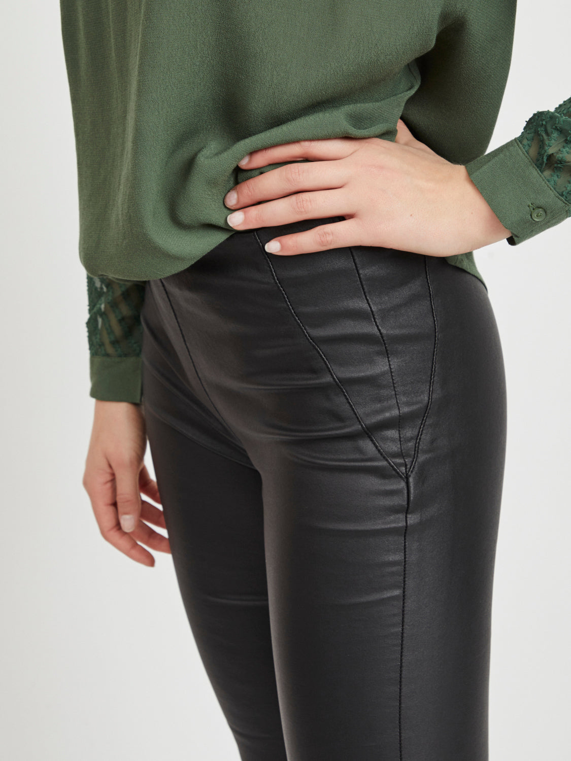 OBJBELLE MW COATED LEGGINGS NOOS Housut