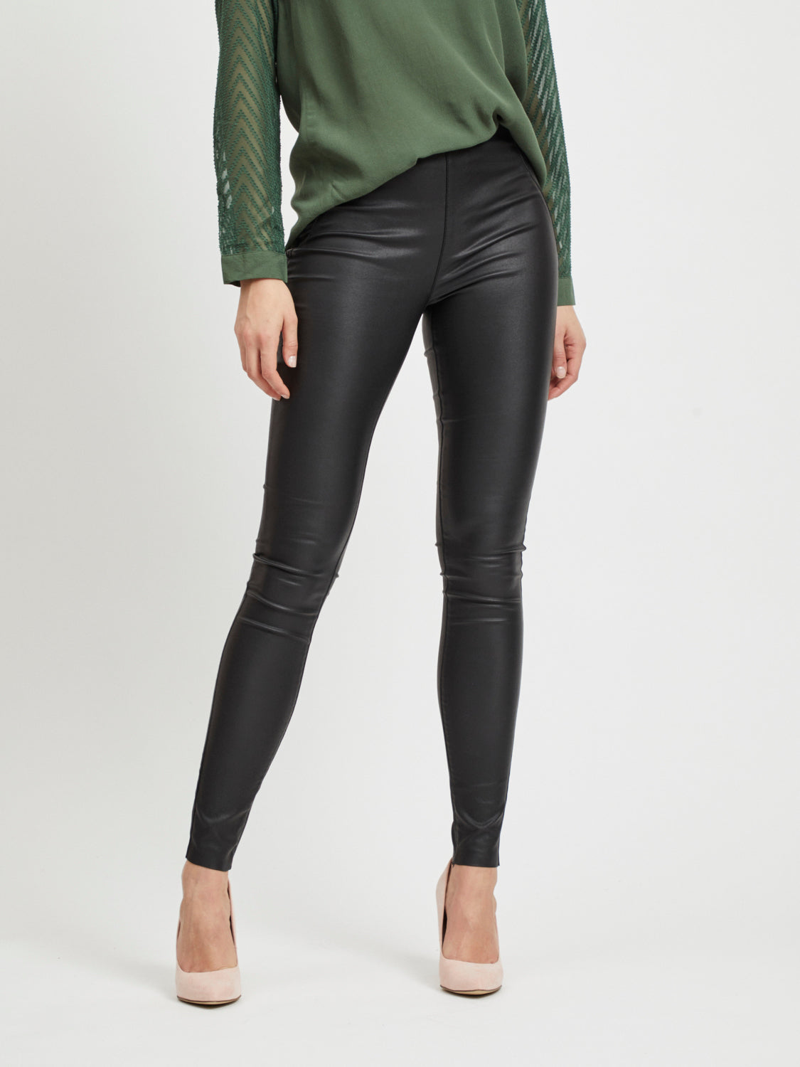 OBJBELLE MW COATED LEGGINGS NOOS Housut