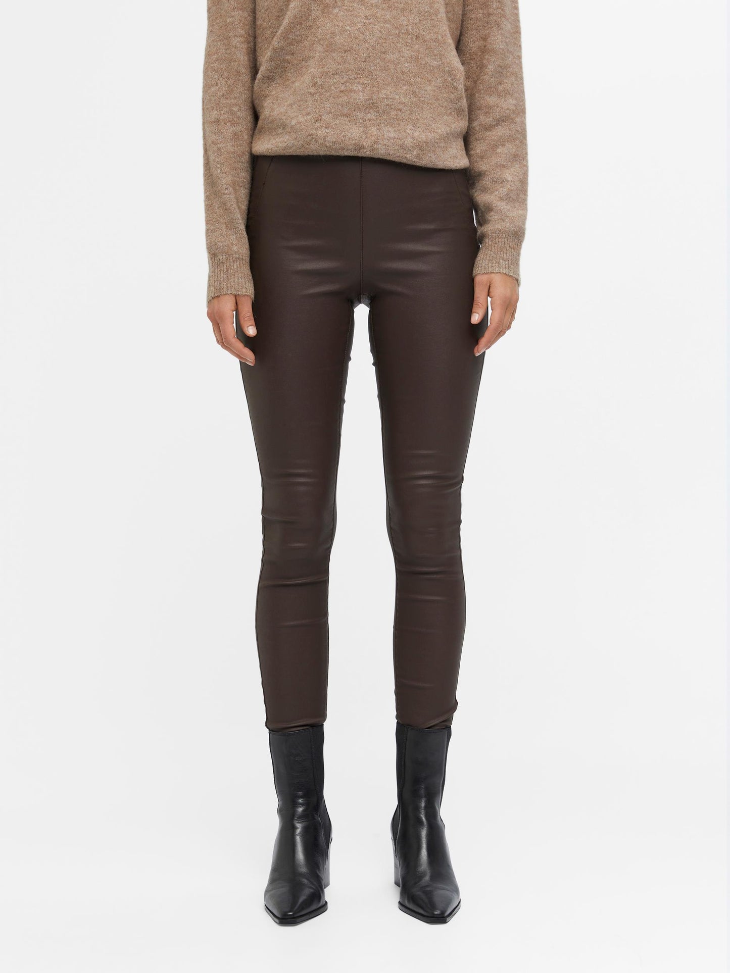 OBJBELLE MW COATED LEGGINGS NOOS Housut