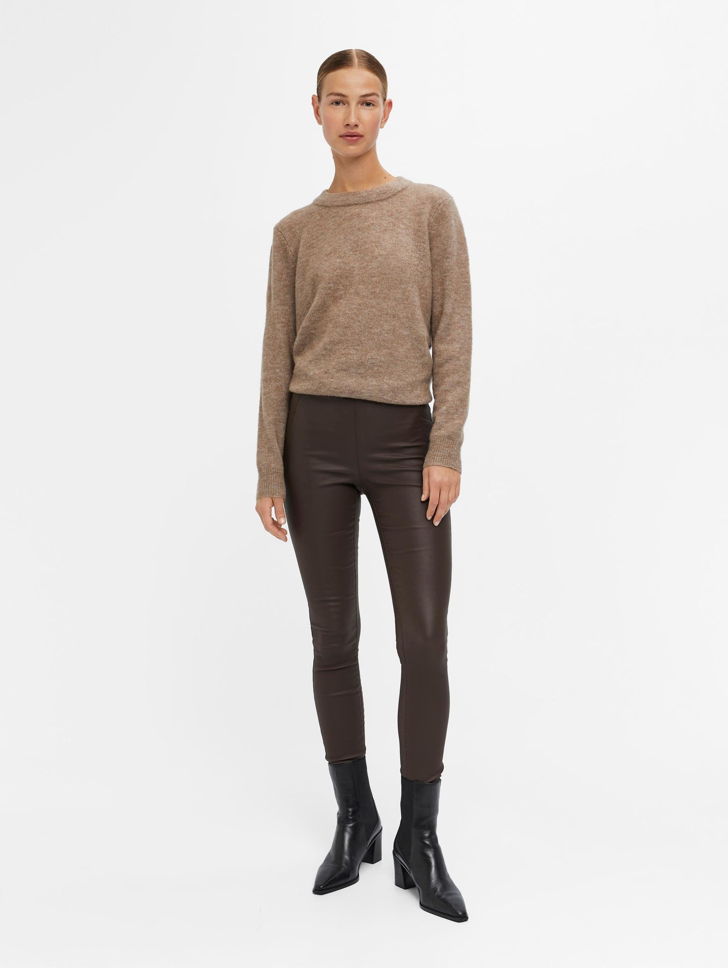 OBJBELLE MW COATED LEGGINGS NOOS Housut