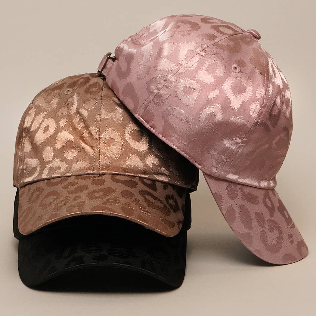 Tonal Leopard Printed Snapback Baseball Cap: TAUPE / One Size