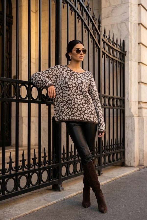 SOKY & SOKA LEOPARD SWEATER Neule