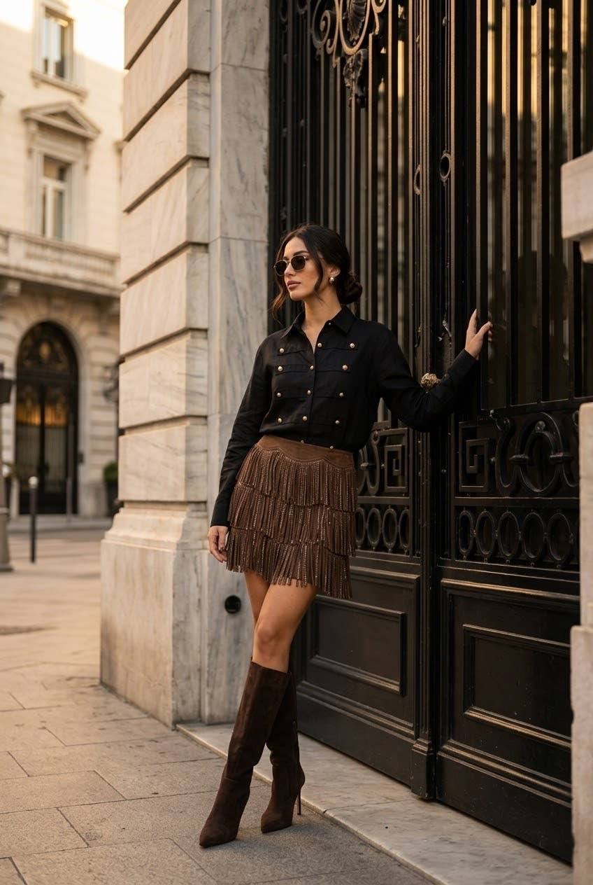Bohemian Elegance Skirt: Noir / S