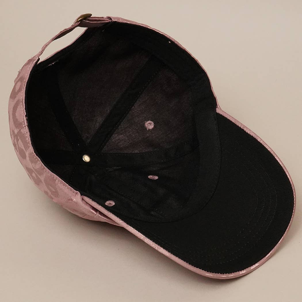 Tonal Leopard Printed Snapback Baseball Cap: TAUPE / One Size