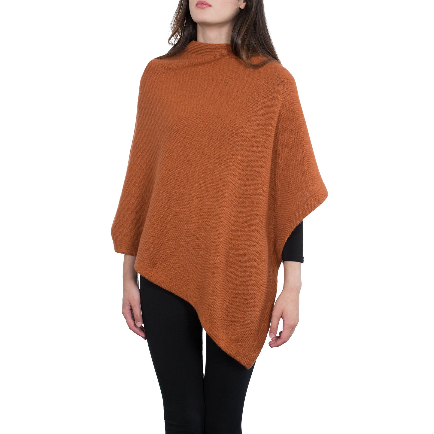Moon - Women's Square Cashmere-Blend Poncho: Grigio medio