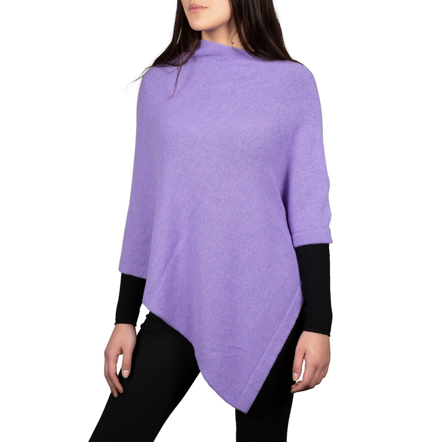 Moon - Women's Square Cashmere-Blend Poncho: Beige