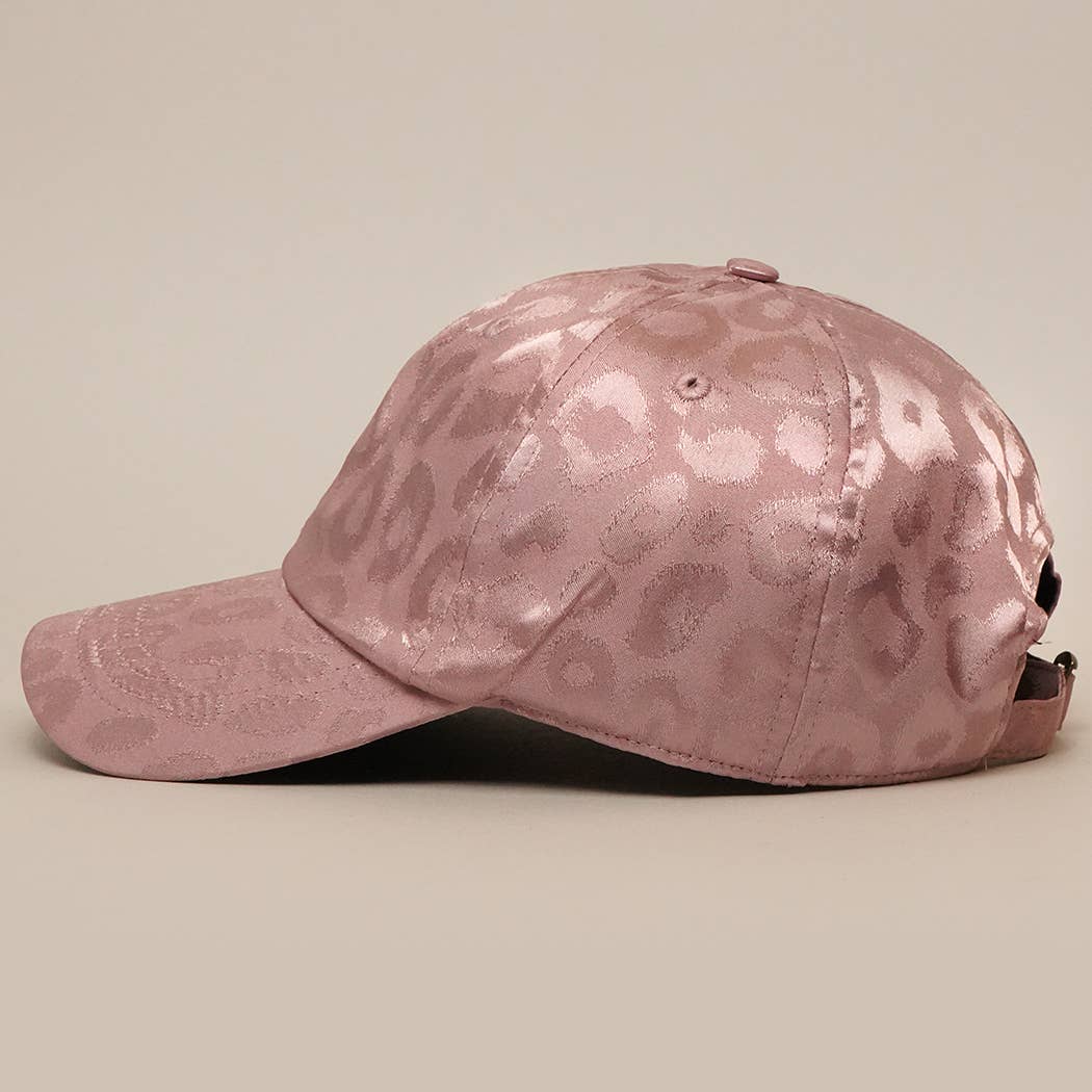Tonal Leopard Printed Snapback Baseball Cap: TAUPE / One Size