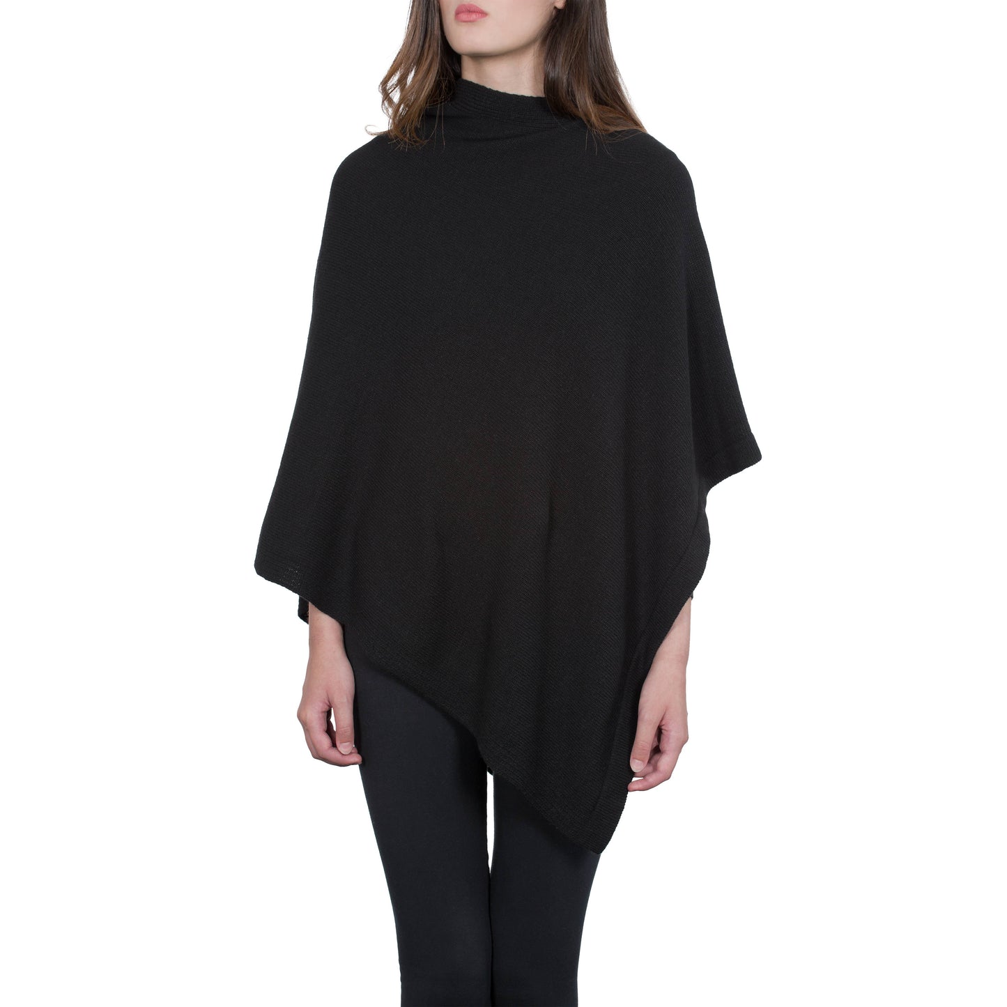 Moon - Women's Square Cashmere-Blend Poncho: Beige