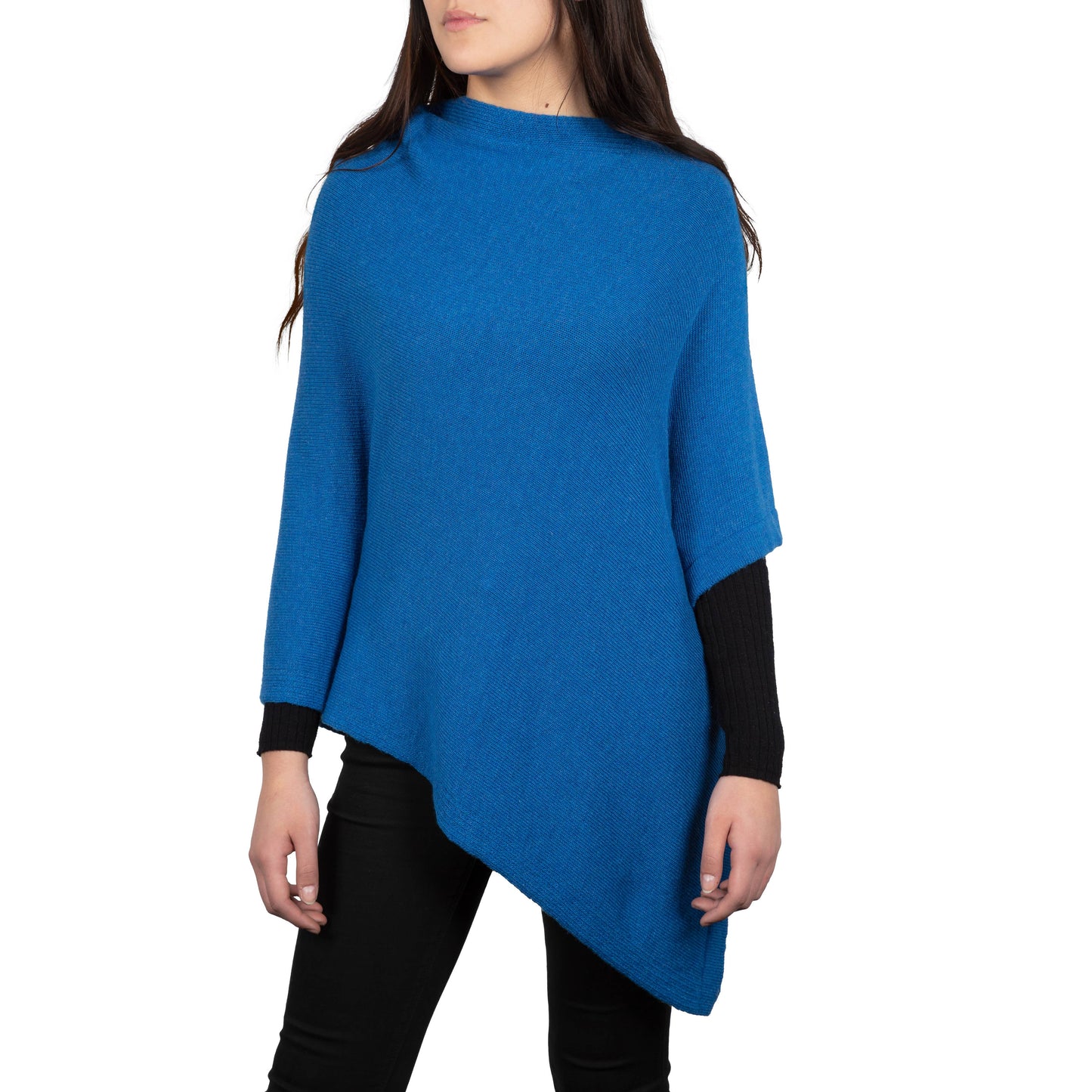 Moon - Women's Square Cashmere-Blend Poncho: Grigio medio