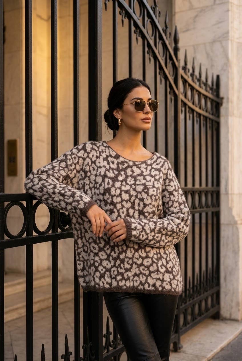 SOKY & SOKA LEOPARD SWEATER Neule