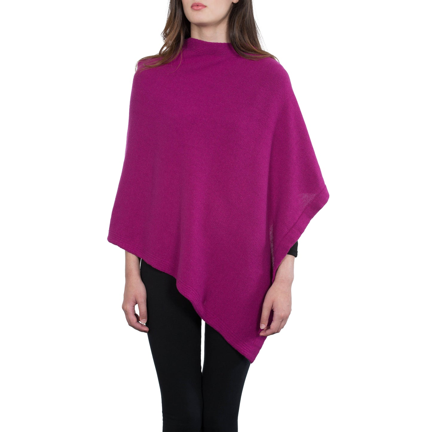 Moon - Women's Square Cashmere-Blend Poncho: Grigio medio