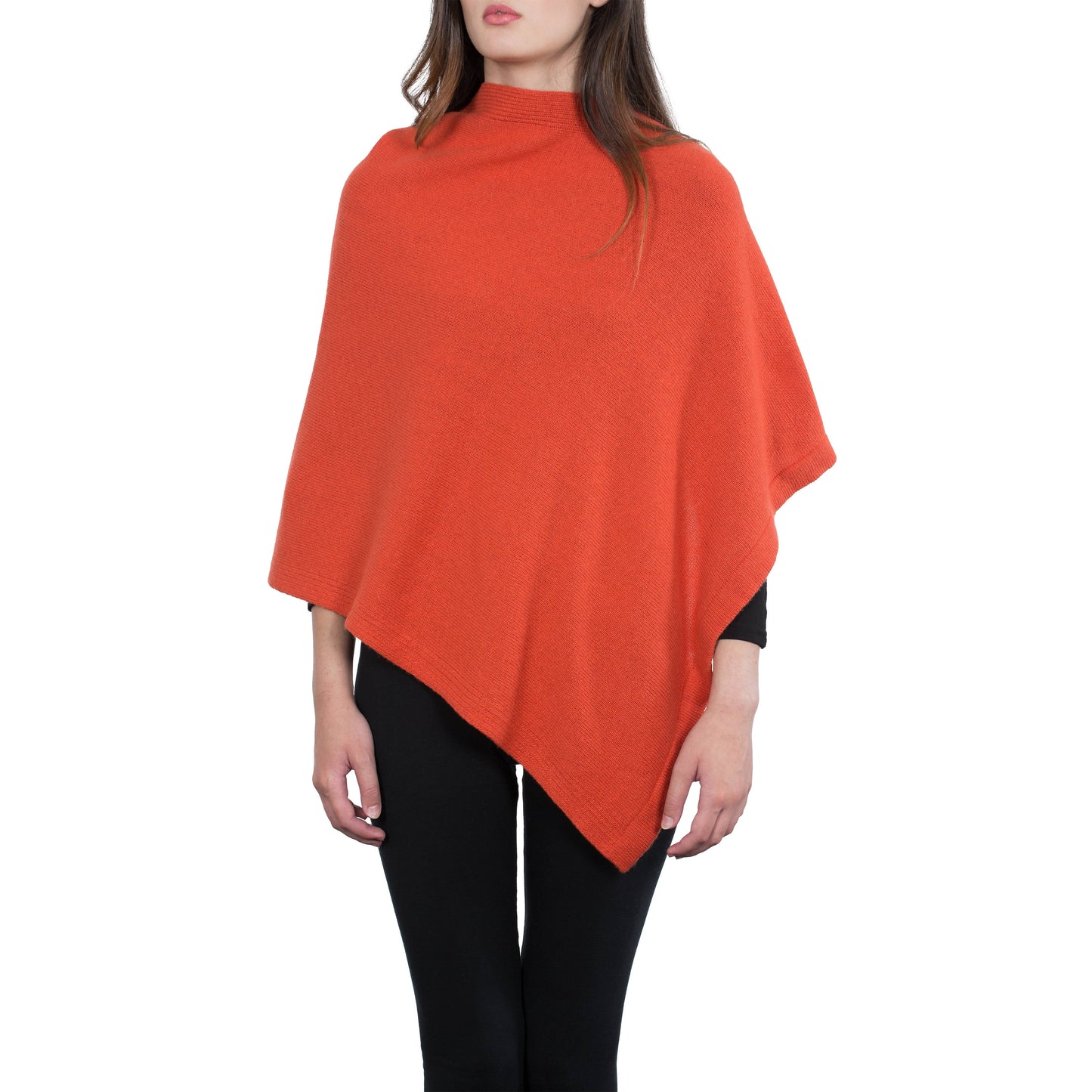 Moon - Women's Square Cashmere-Blend Poncho: Beige