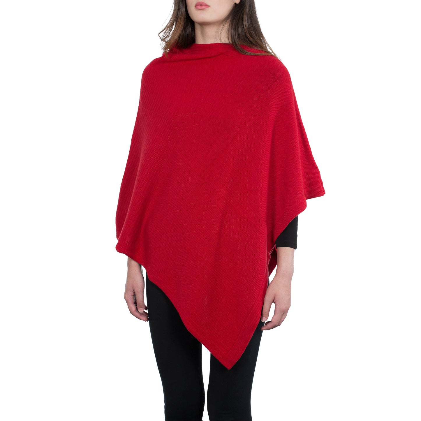 Moon - Women's Square Cashmere-Blend Poncho: Beige