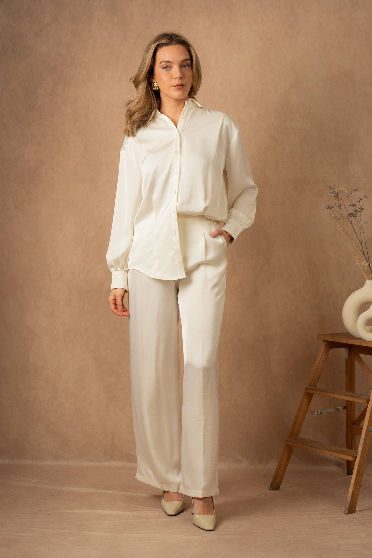 LULUMARY LONG SATIN SHIRT Paita