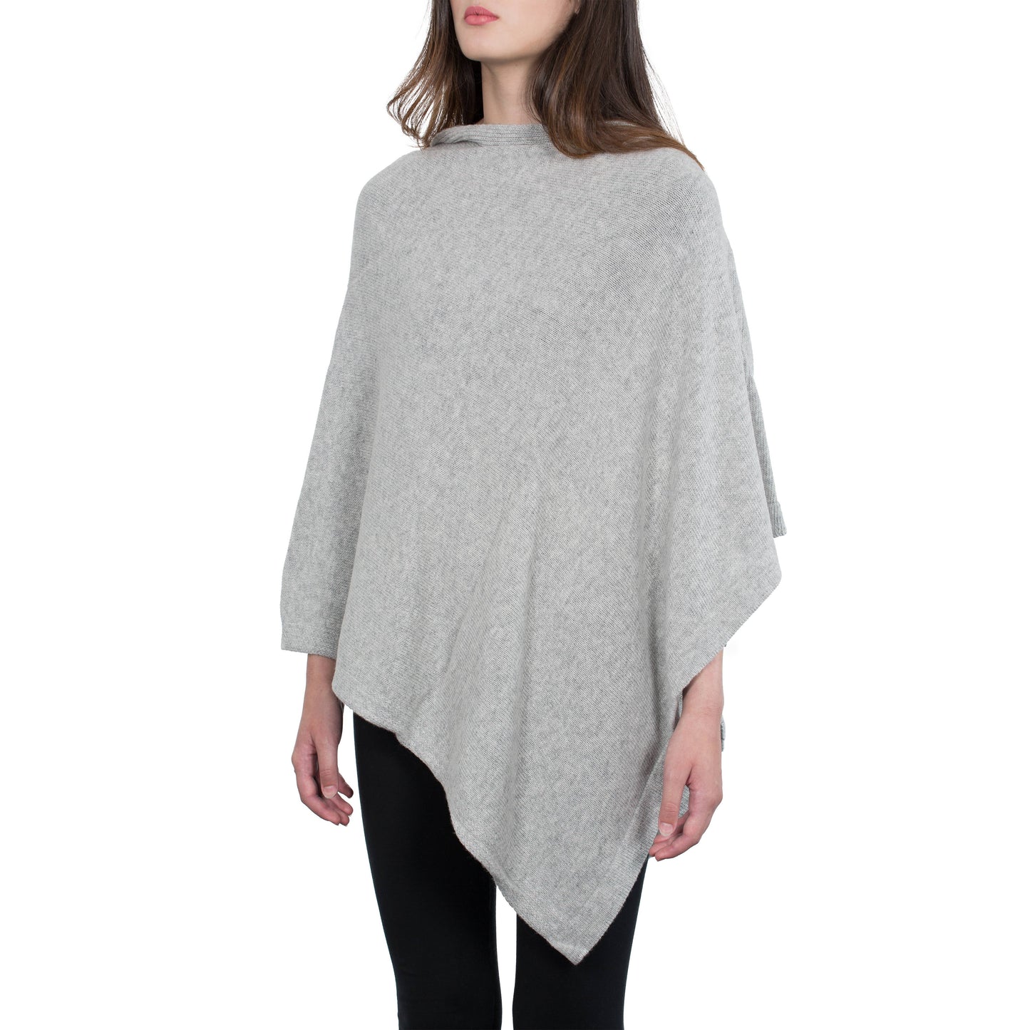 Moon - Women's Square Cashmere-Blend Poncho: Beige