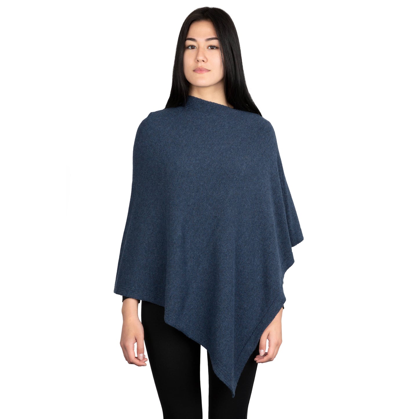 Moon - Women's Square Cashmere-Blend Poncho: Grigio medio