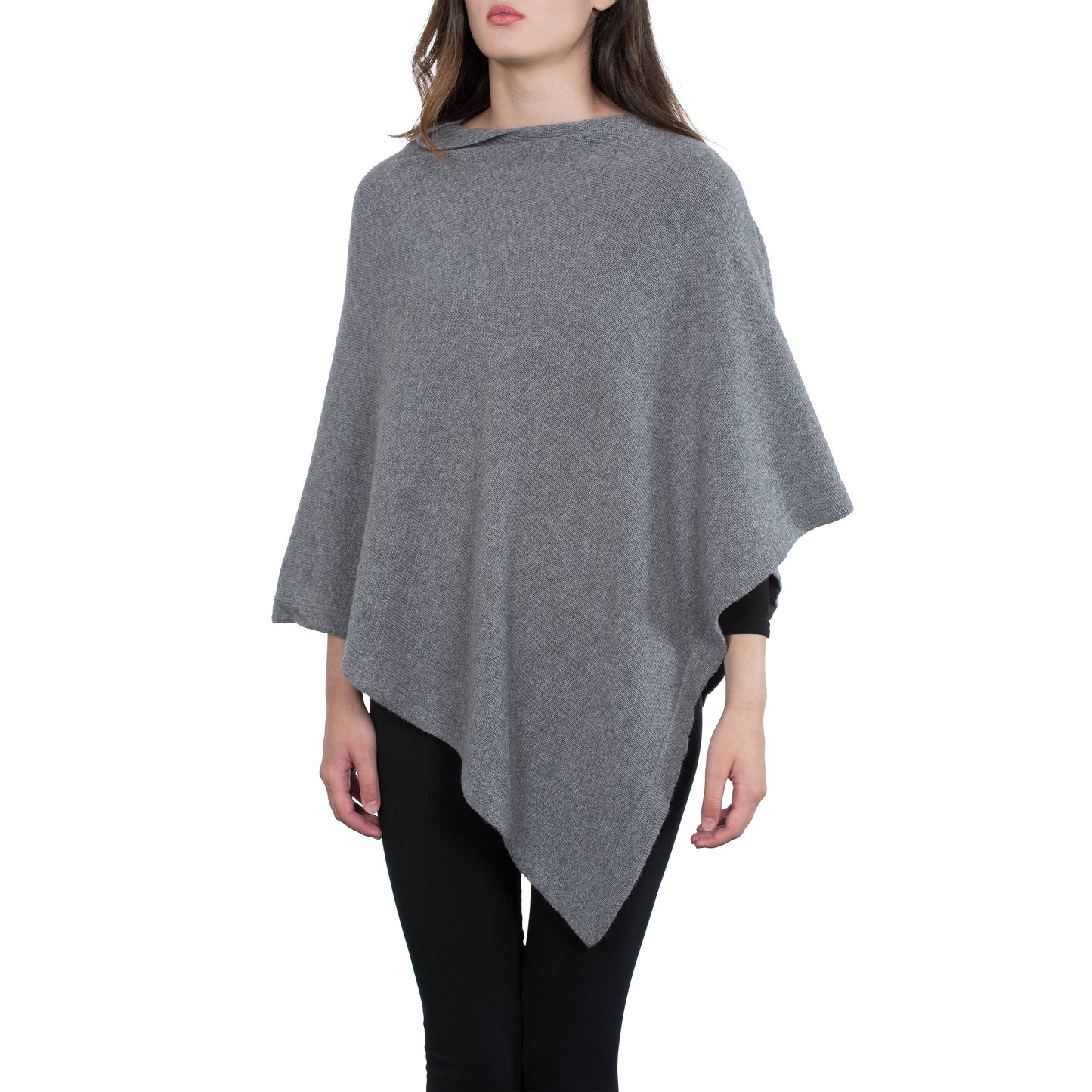 Moon - Women's Square Cashmere-Blend Poncho: Beige