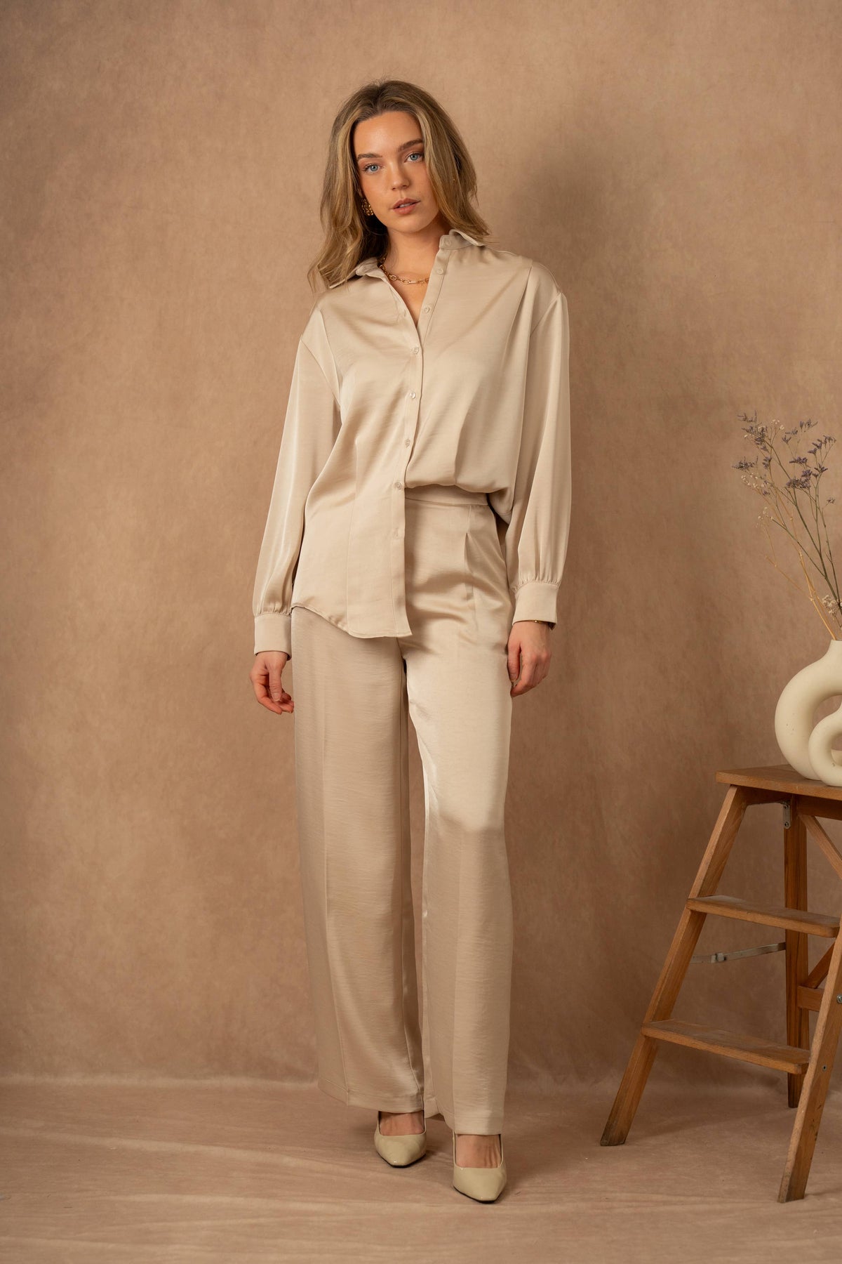 LULUMARY LONG SATIN SHIRT Paita