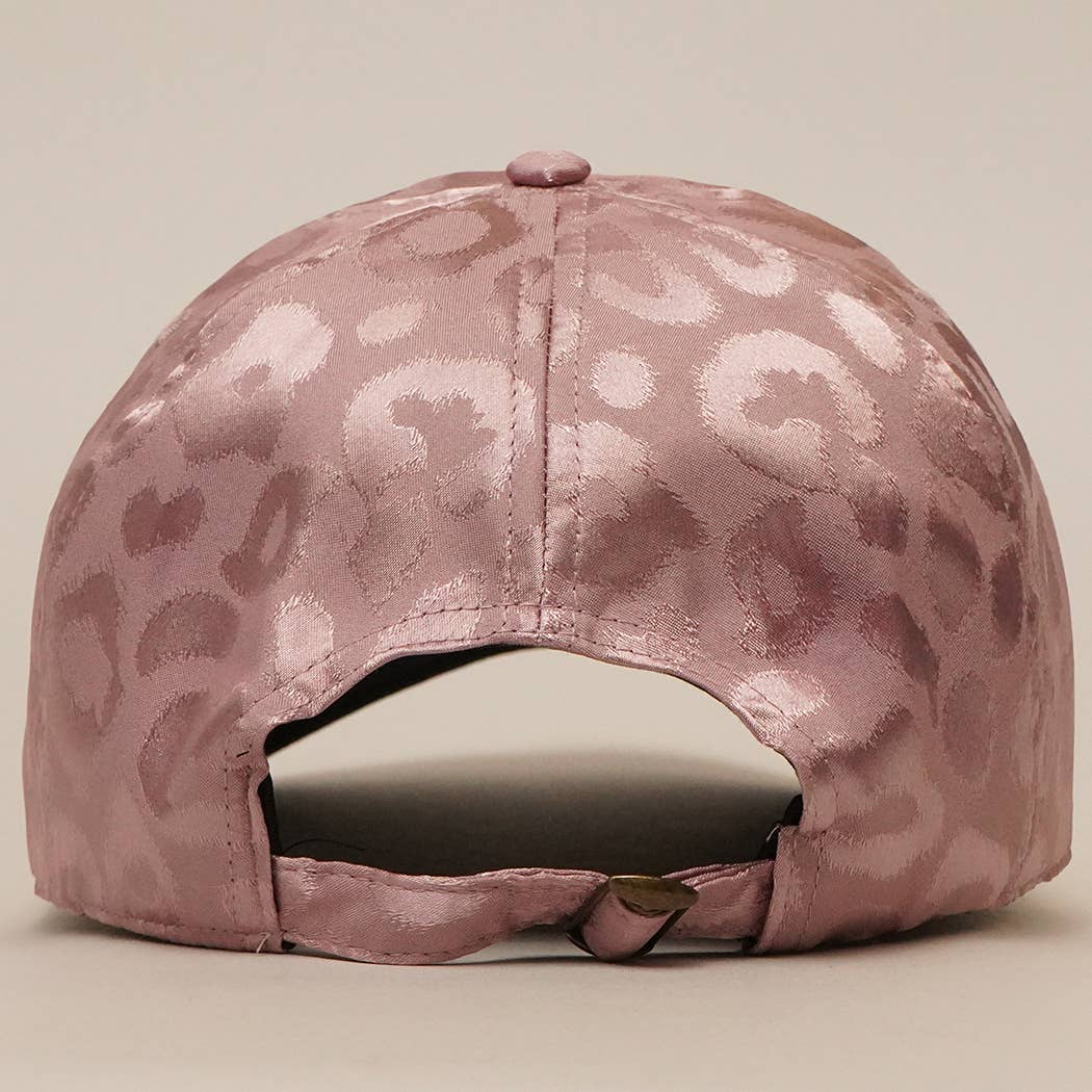 Tonal Leopard Printed Snapback Baseball Cap: TAUPE / One Size
