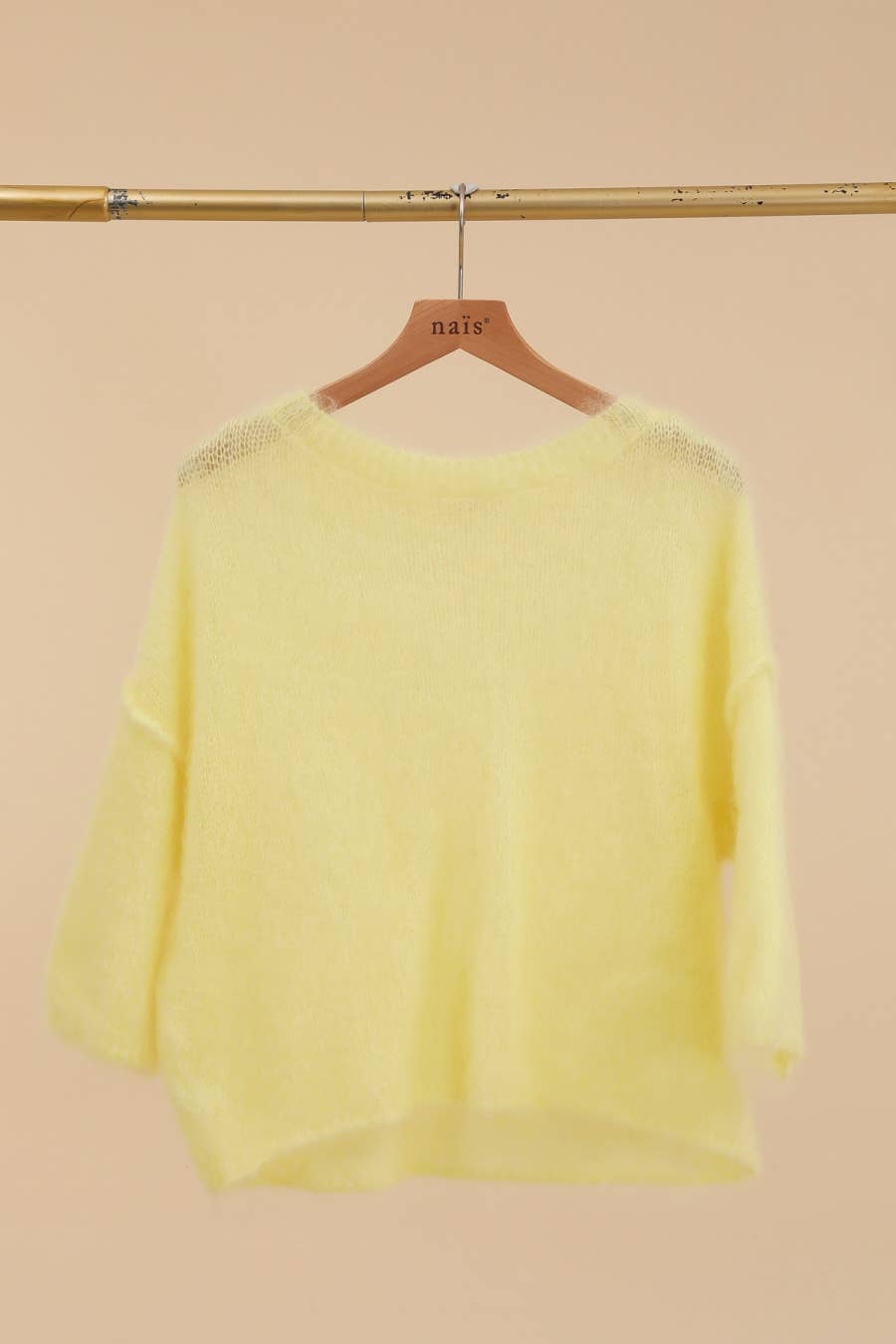 SHORT SLEEVE ROUND NECK SWEATER IN 80% KID MOHAIR: Lilas / One size