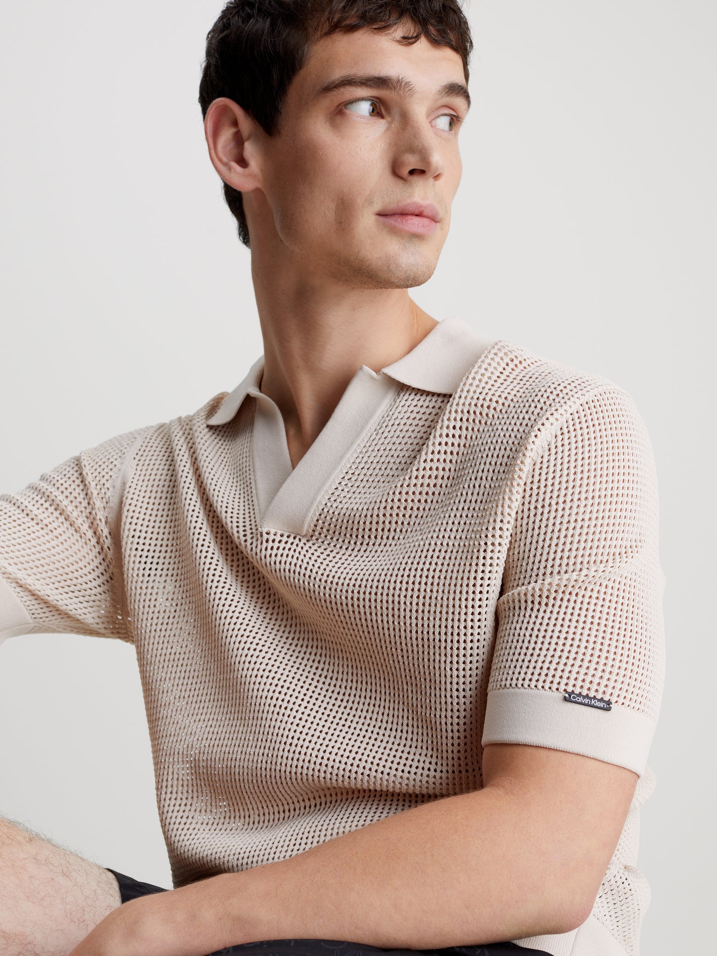 CALVIN KLEIN OPEN KNIT POLO Paita