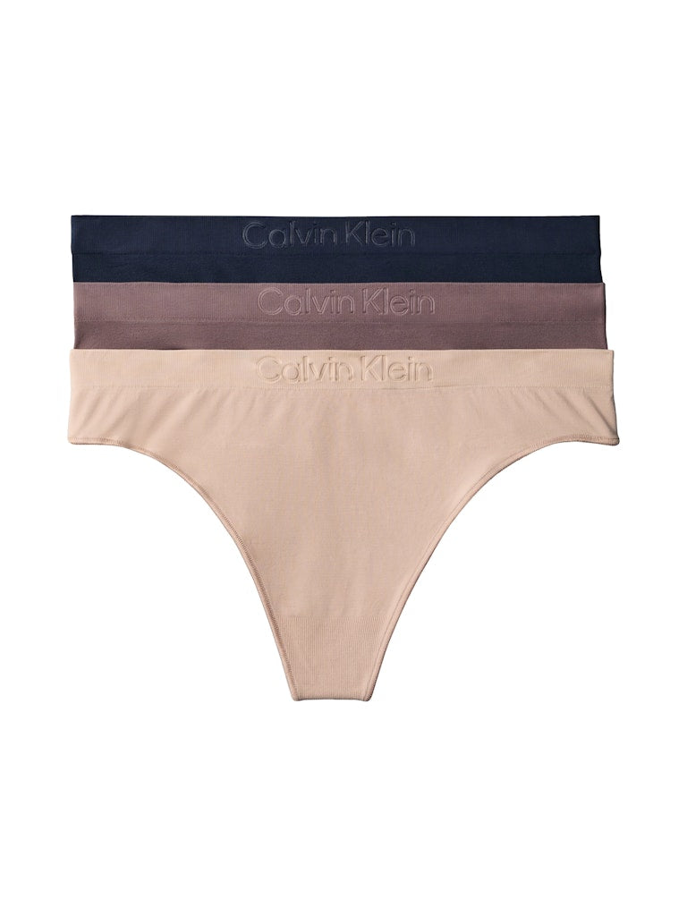 CALVIN KLEIN 3-PACK LOGO WAISTBAND SEAMLESS THONG Stringit