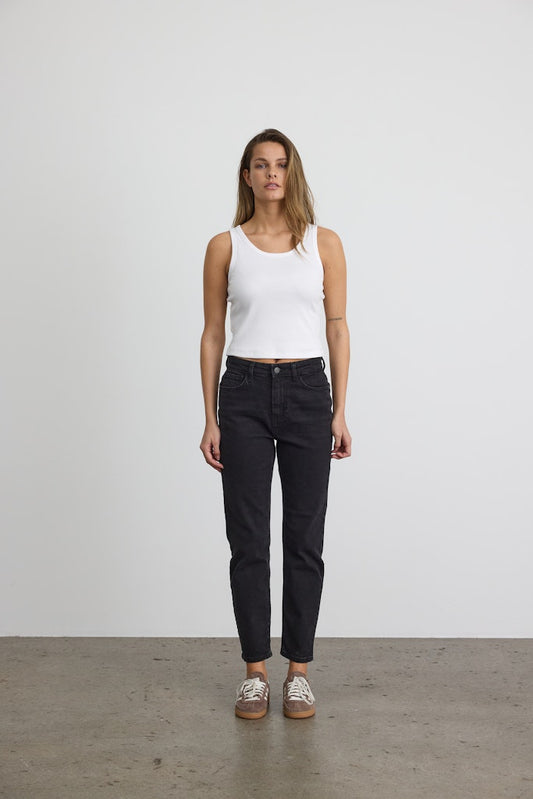 NMMONI HW STRAIGHT ANK BLACK JEANS Farkut