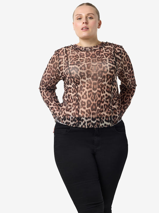 NMELIF L/S O-NECK TOP VIP CURVE Mesh-paita