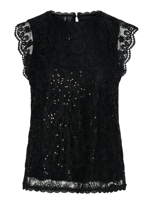 PCOLLINE SL LACE SEQUINS TOP