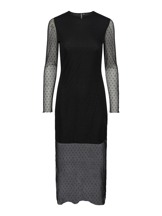 PCNESH DOT LS MIDI DRESS Mekko