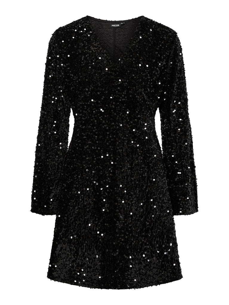 PCKAM LS V-NECK NEW DRESS JRS BC Paljettimekko