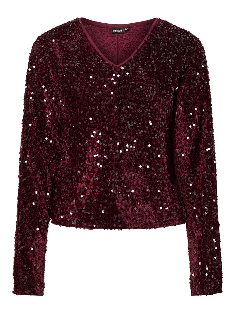 PCKAM LS V-NECK TOP JRS BC Paljettipusero